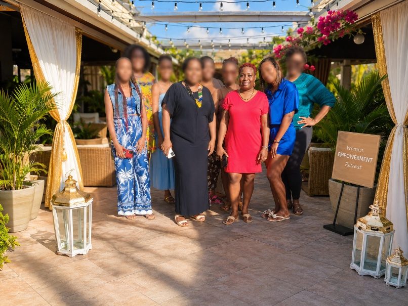 Women gathered together at a Caribbean empowerment retreat